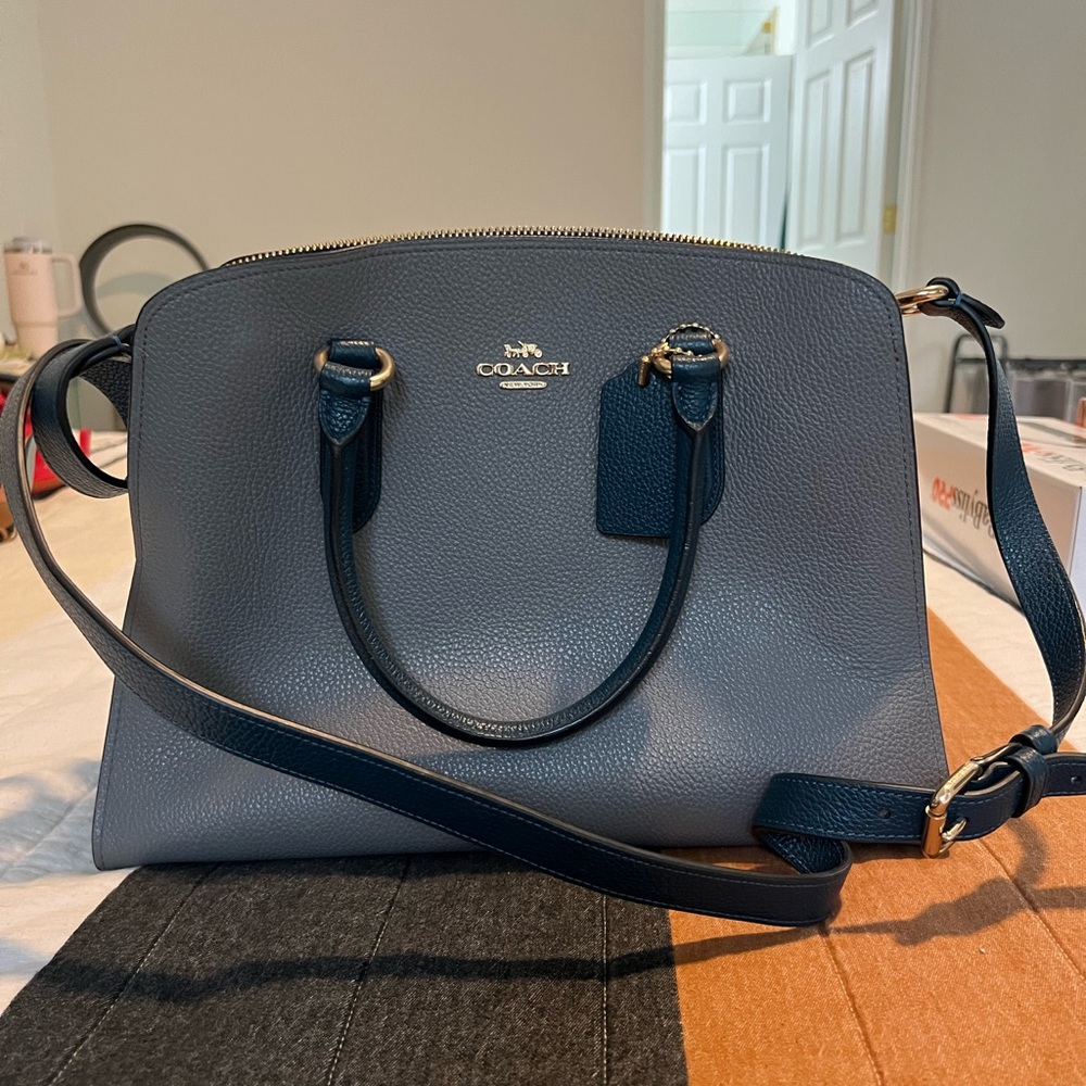 Coach Top Handle Bag Crossbody - Teal/Grey